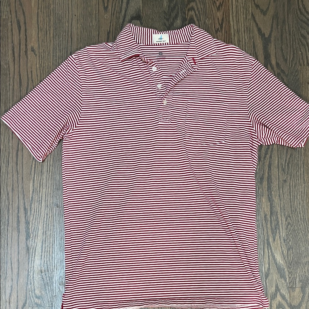 johnnie-O Red and White Striped Polo Shirt
